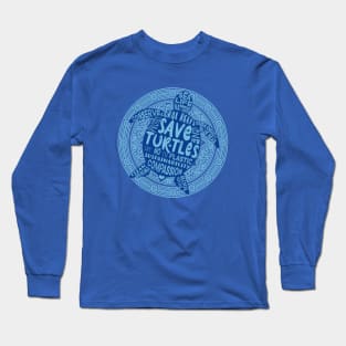 Save the Turtles - Blue Boho Long Sleeve T-Shirt